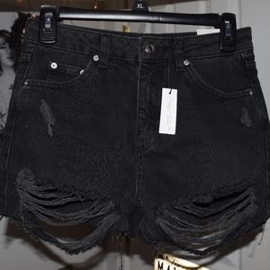 Topshop Moto Petite Black Mom Shorts